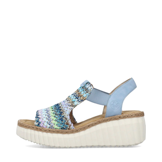Side (left) view of Rieker Rose 72 Wedge Sandal for women.