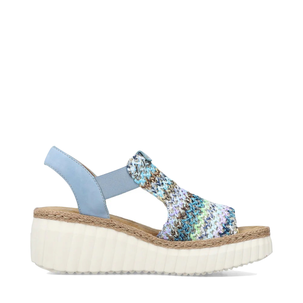 Side (right) view of Rieker Rose 72 Wedge Sandal for women.