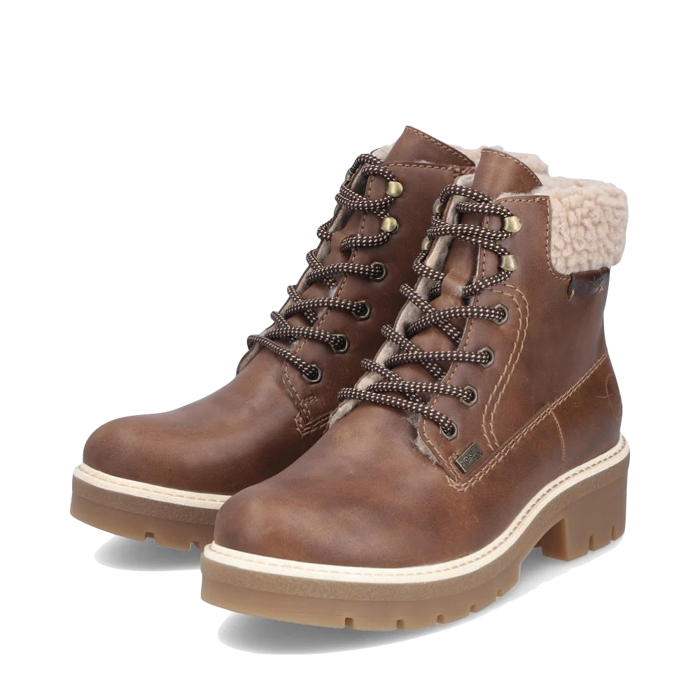 Toe view of Rieker Sabrina 18 Side Zip Waterproof Lace Boot for women.