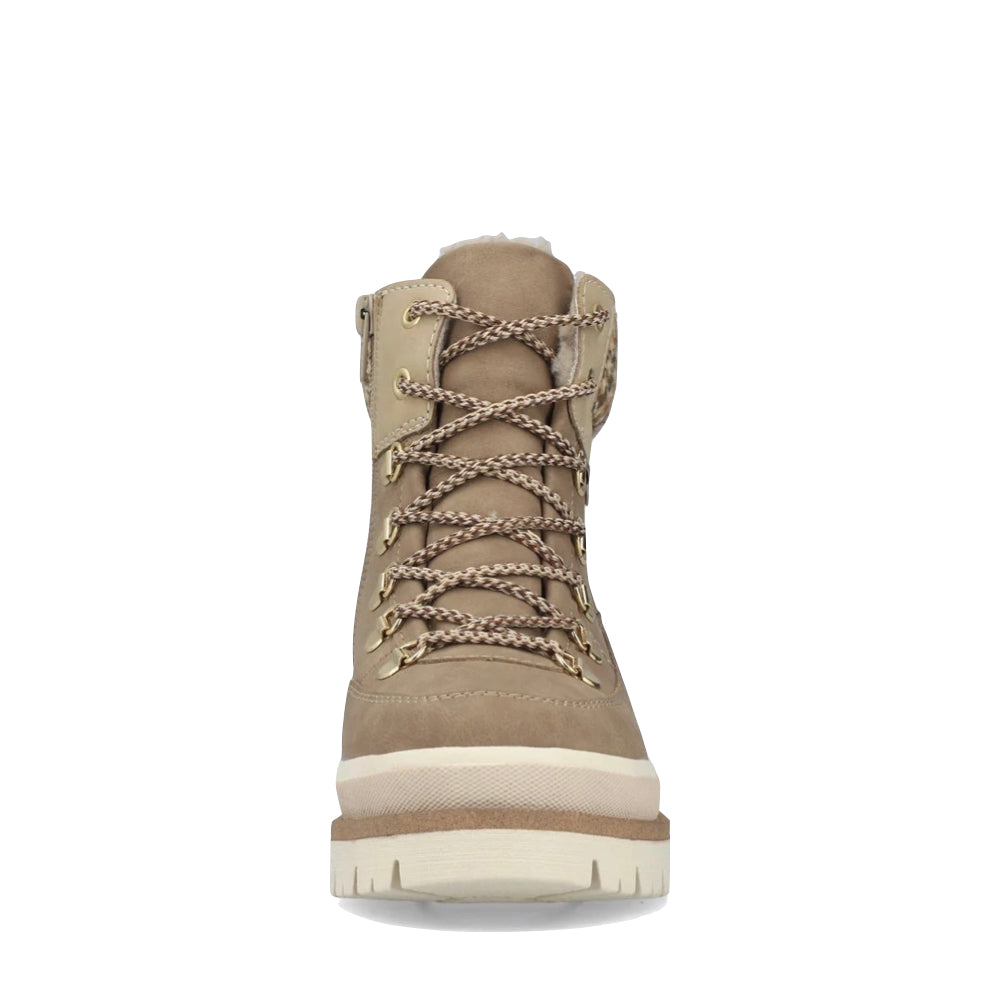 Front view of Rieker Trudie 10 Side Zip Waterproof Lace Boot for women.