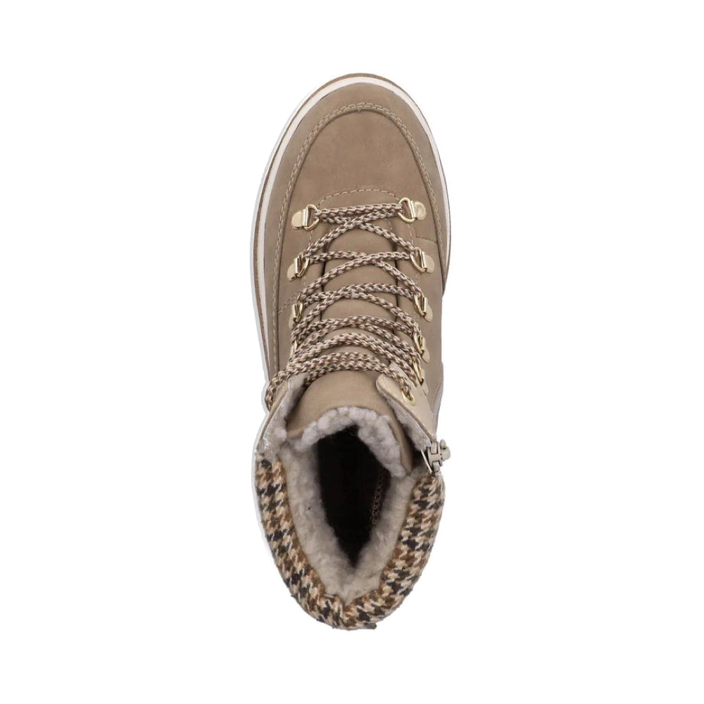 Top-down view of Rieker Trudie 10 Side Zip Waterproof Lace Boot for women.