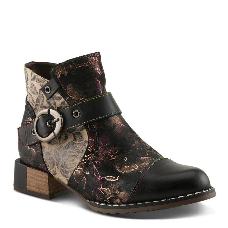 Spring Step Women's Sipperb Heeled Side Zip Boot in Black Multi