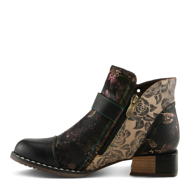 Spring Step Women's Sipperb Heeled Side Zip Boot in Black Multi