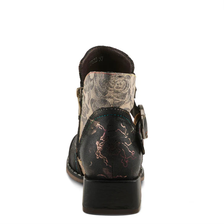 Spring Step Women's Sipperb Heeled Side Zip Boot in Black Multi