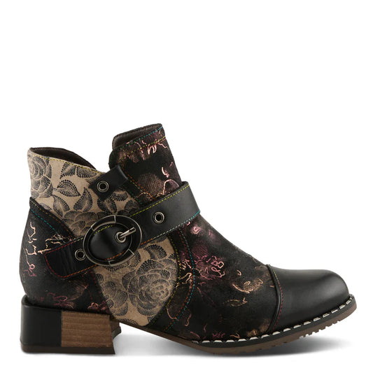 Spring Step Women's Sipperb Heeled Side Zip Boot in Black Multi