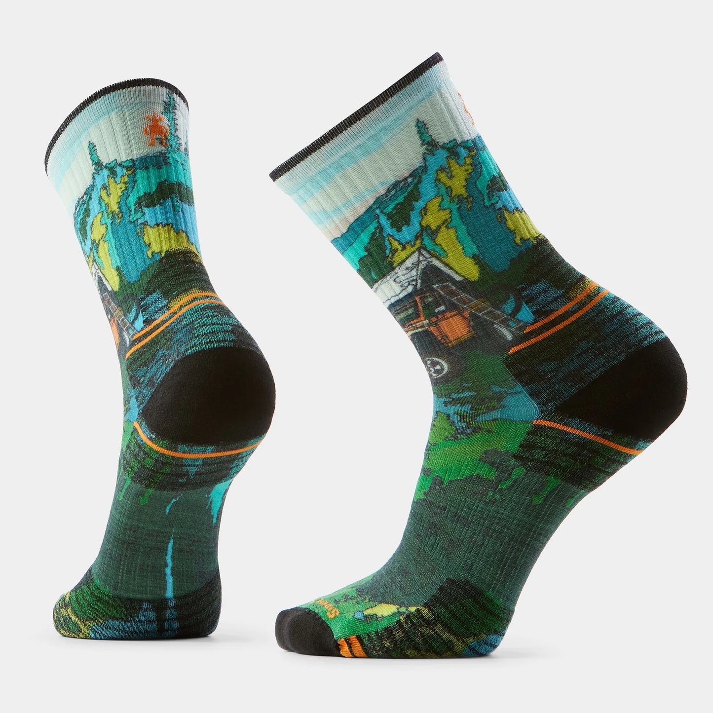 Smartwool Men's Hike Targeted Cushion Trail Trekker Print Crew Socks in Winter Moss
