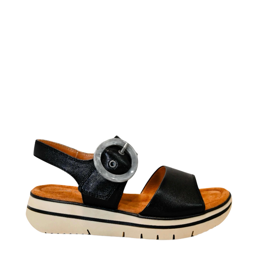 Side (right) view of Salvia Arlo Nappa Leather Sandal for women.