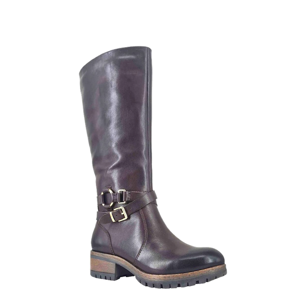 Side (right) view of Salvia Cece Tall Leather Side Zip Boot for women.