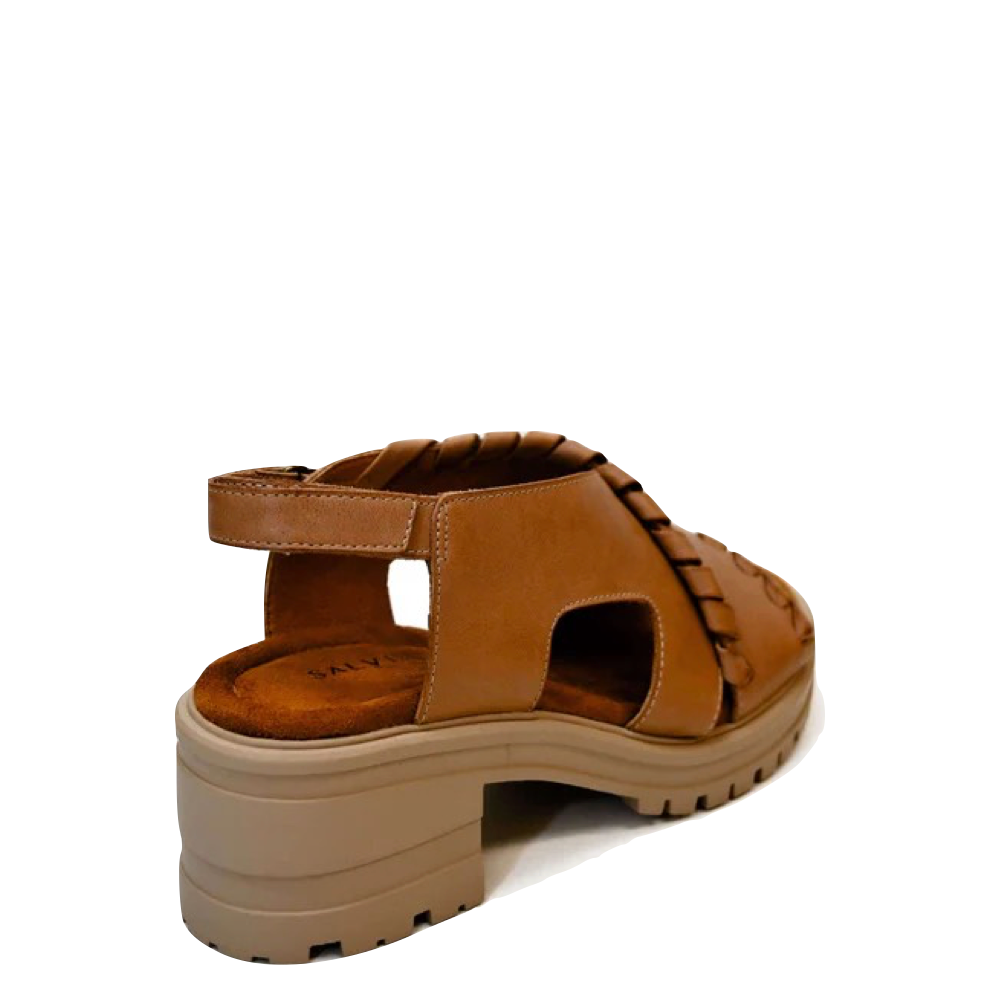 Heel view of Salvia Hef Heeled Sandal for women.