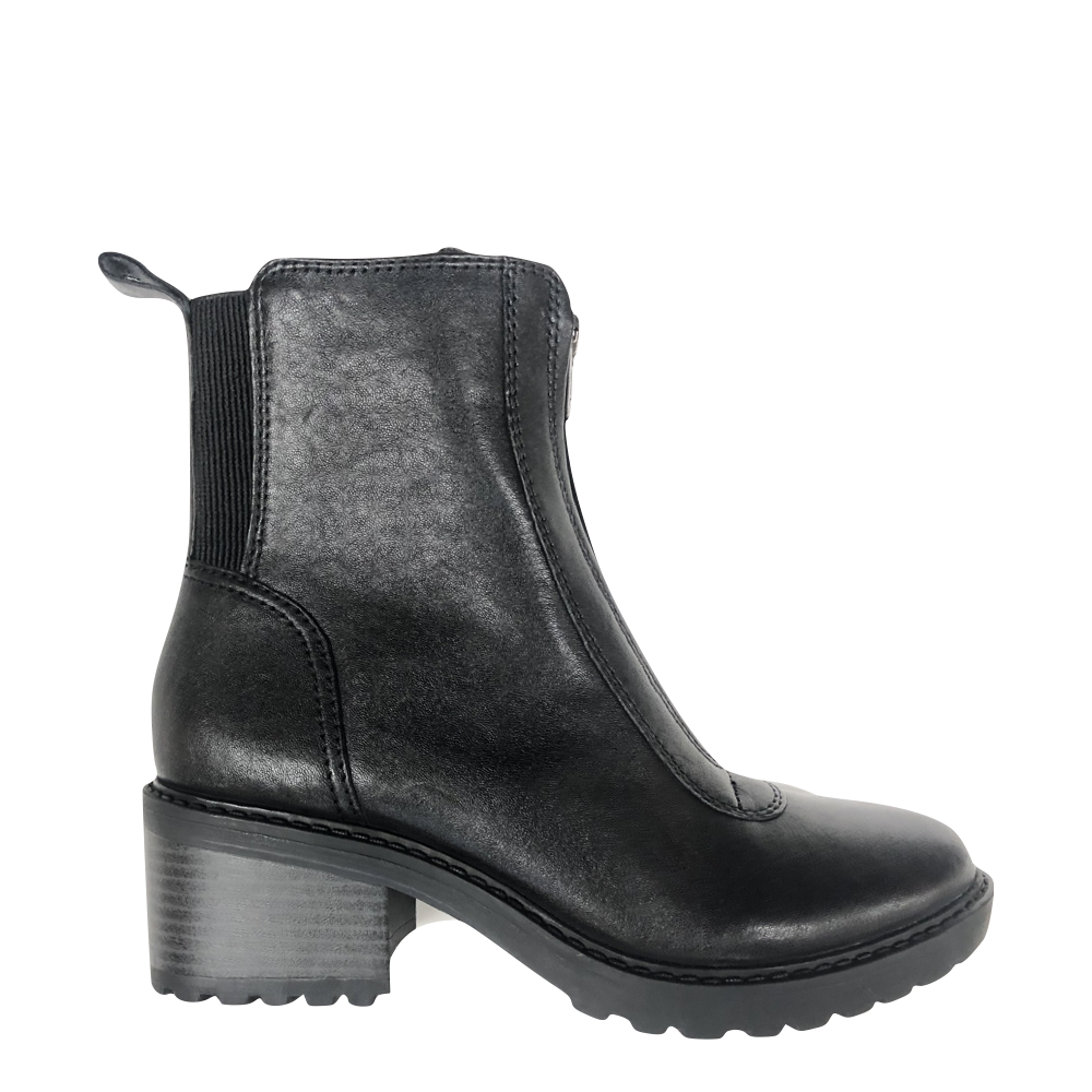 Salvia Women's Mia Leather Front Zip Boot in Black