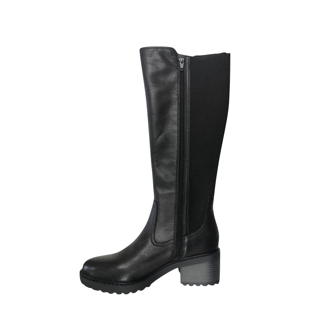 Side (left) view of Salvia Mikki Tall Side Zip Leather Boot for women.