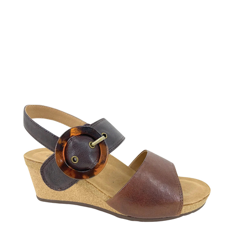 Salvia Women's Roxy Wedge Sandal in Cuoio Brown Multi