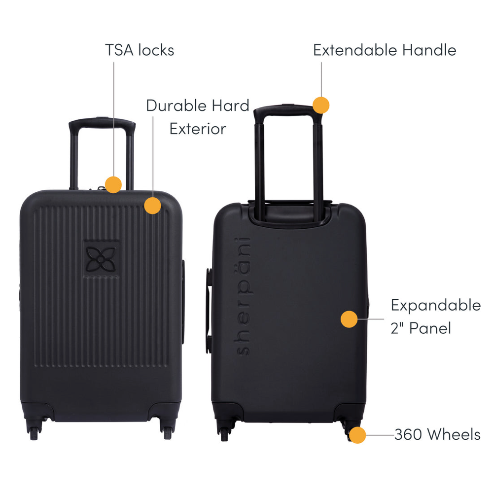 Sherpani Meridian 22 Inch Hard Shell Carry-On Luggage in Raven Sherpani Meridian 22 Inch Hard Shell Carry-On Luggage in Raven