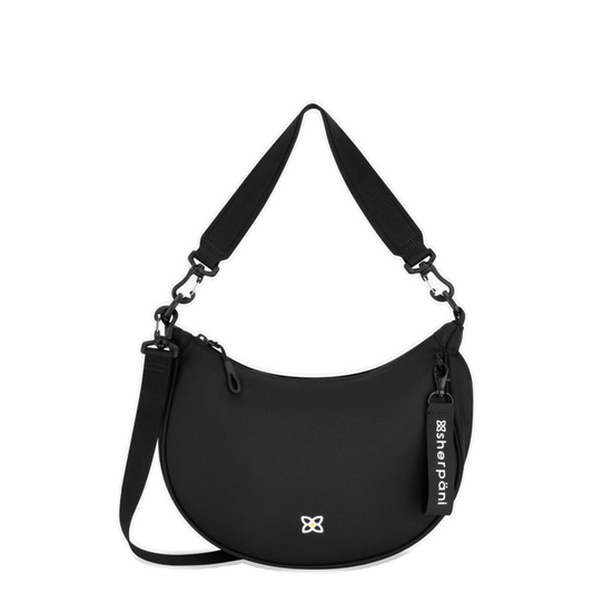Front view of Sherpani Mina Crescent Crossbody Bag.