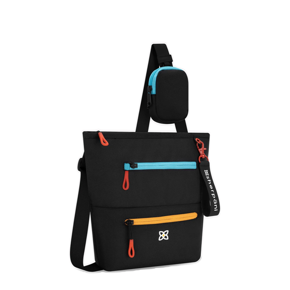 Front/side view of Sherpani Sadie Crossbody Bag.