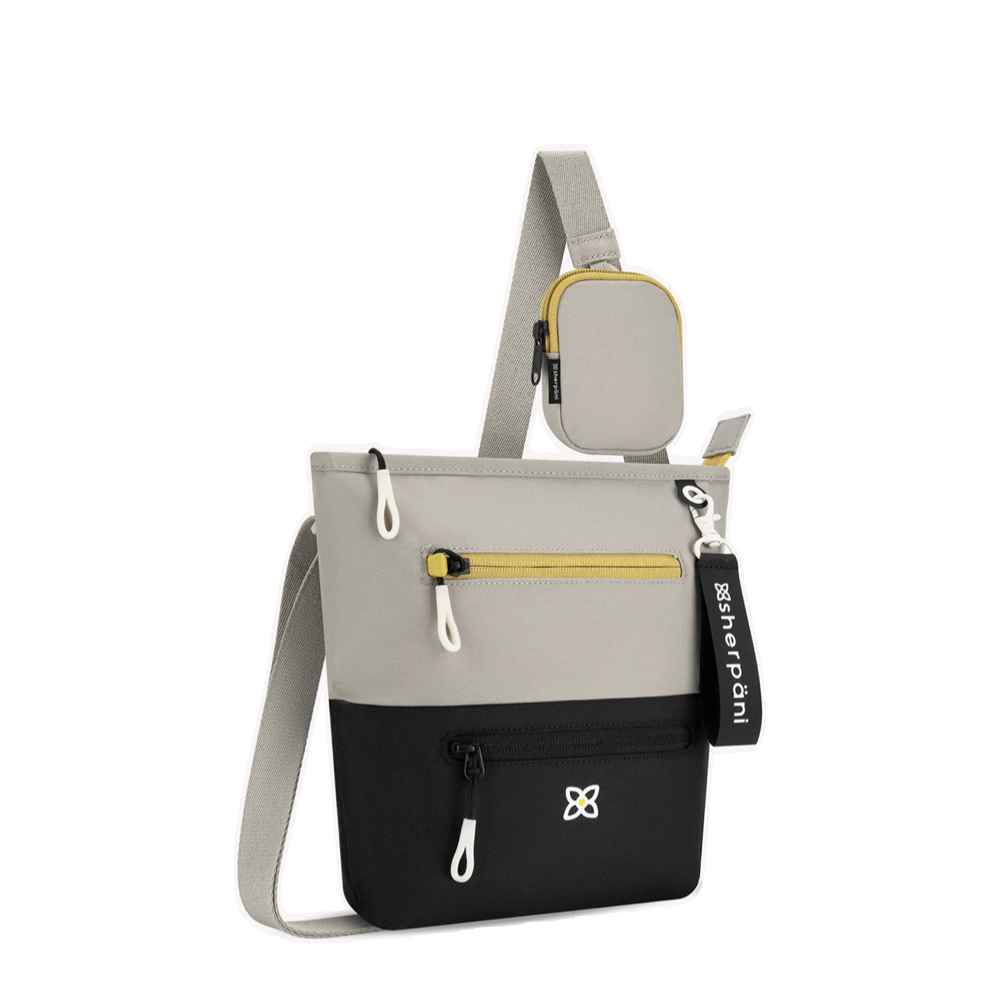 Front/side view of Sherpani Sadie Crossbody Bag.