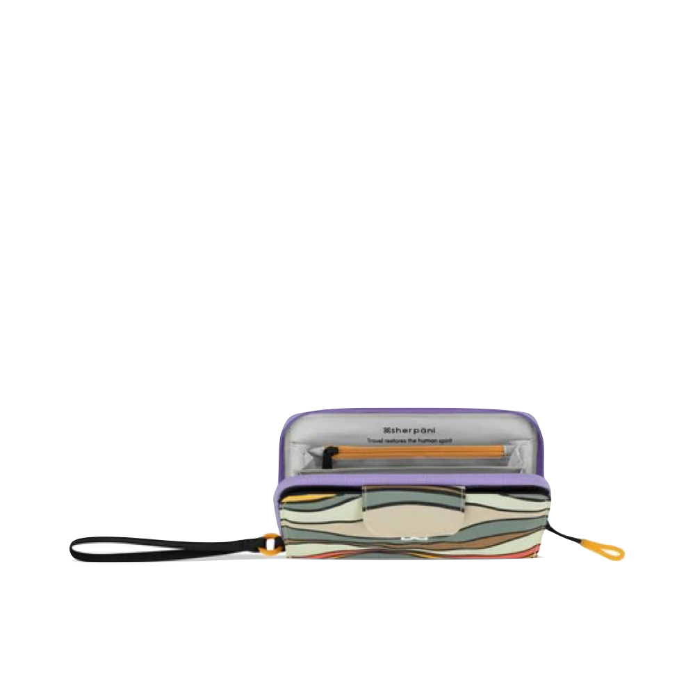 Top-down view of Sherpani Tulum Zip Wristlet Wallet.