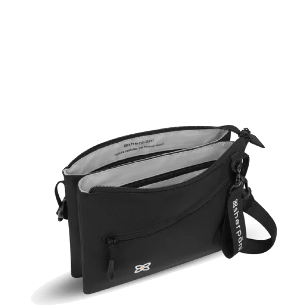 Inside view of Sherpani Zoom Dual Pouch Crossbody Bag.