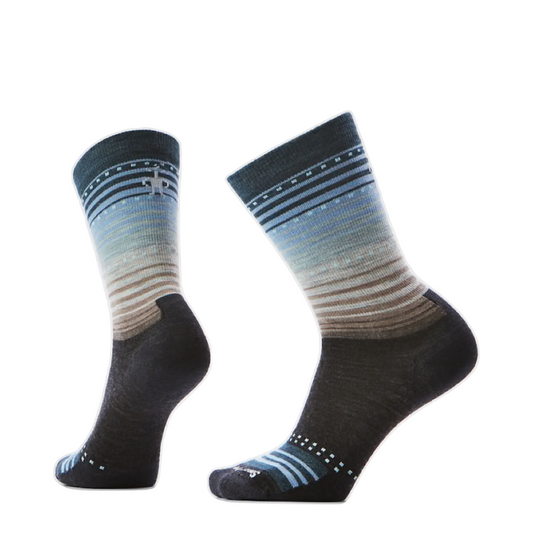 Side (left) and bottom view of Smartwool Everyday Stitch Stripe Crew Socks. 
