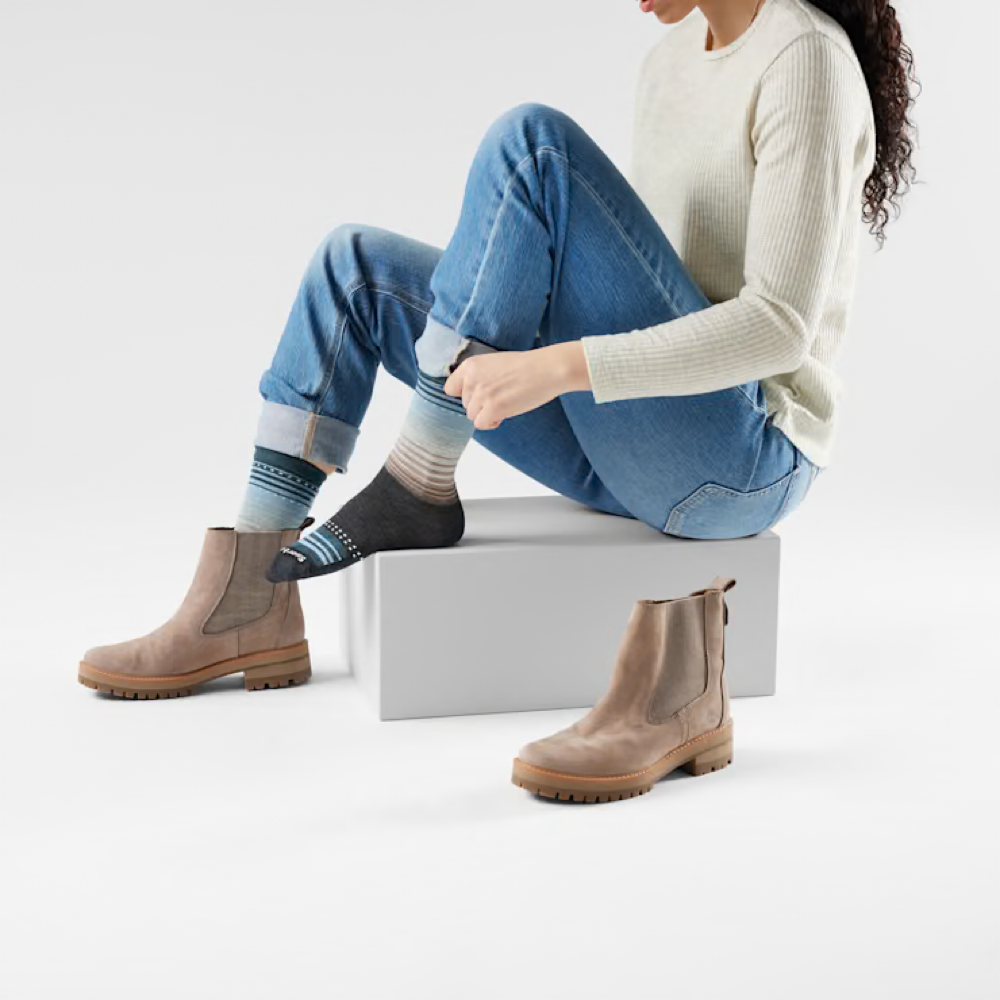 Model view of Smartwool Everyday Stitch Stripe Crew Socks. 