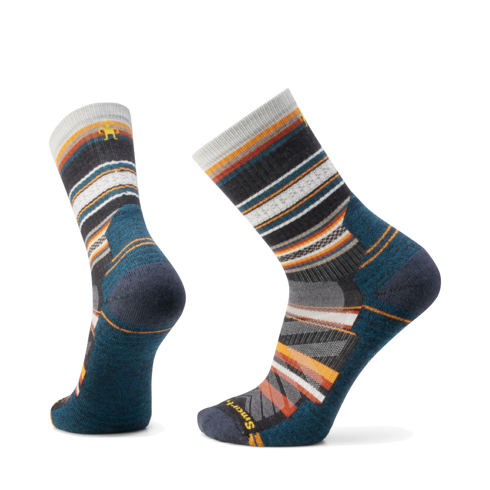 Side (left) and bottom view of Smartwool Hike Panorama Light Cushion Crew Socks. 