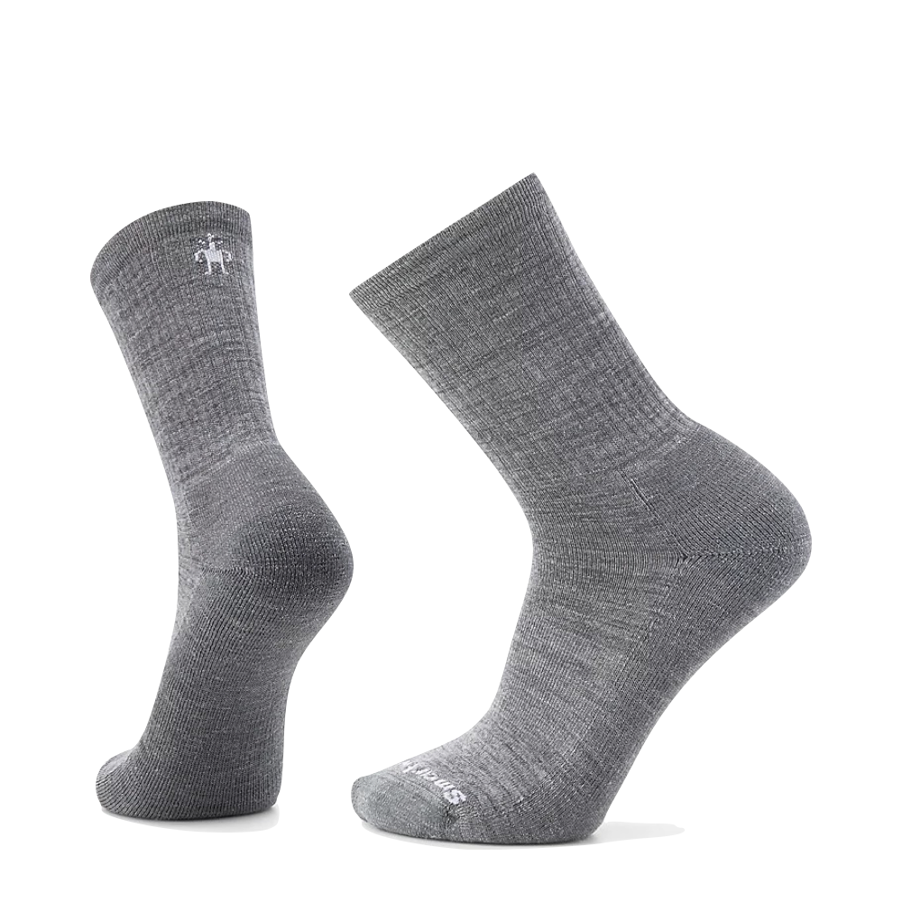 Side (left) view of Smartwool Everyday Solid Rib Crew socks for men.