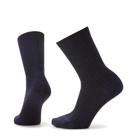 Side (left) view of Smartwool Everyday Cable Crew socks for women.