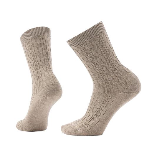 Side (left) and bottom view of Smartwool Everyday Cable Crew Socks for women.