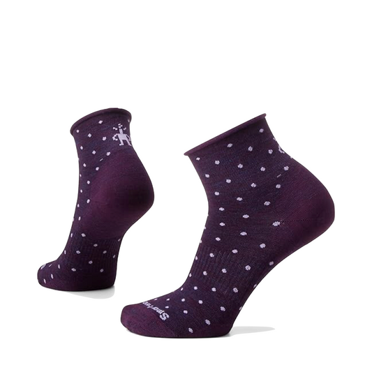 Side (left) and bottom view of Smartwool Everyday Classic Dot Ankle Socks for women.