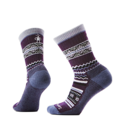Side (left) view of Smartwool Everyday Cozy Snowed In Sweater Crew Socks for women.
