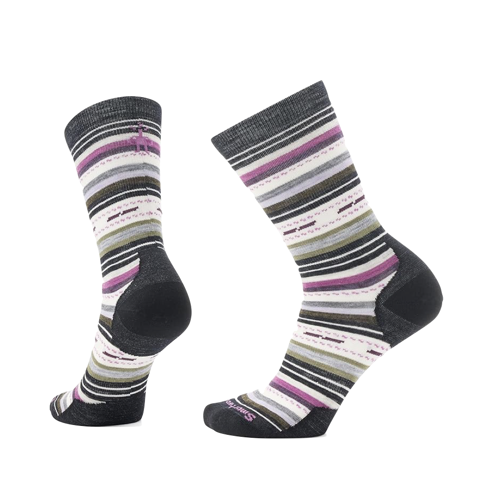 Side (left) and bottom view of Smartwool Everyday Margarita Zero Cushion Crew Socks for women.