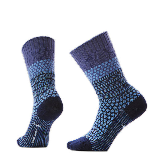 Side (left) view of Smartwool Everyday Popcorn Cable Full Cushion Crew Socks for women.