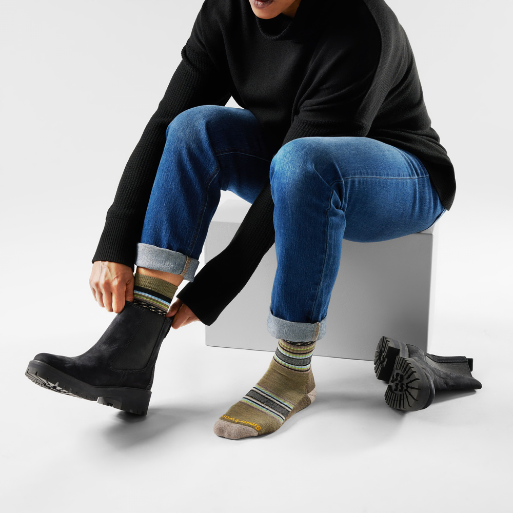 Model view of Smartwool Everyday ReGarita Crew Socks for women.