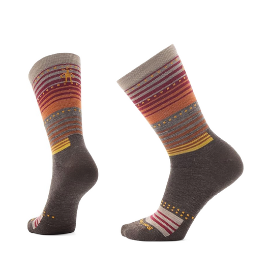 Side (left) and bottom view of Smartwool Everyday Stitch Stripe Zero Cushion Crew Socks for women.