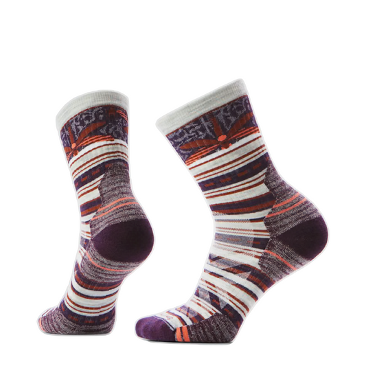 Side (right) and bottom view of Smartwool Hike Dragon Stitch Mid Crew Socks for women.