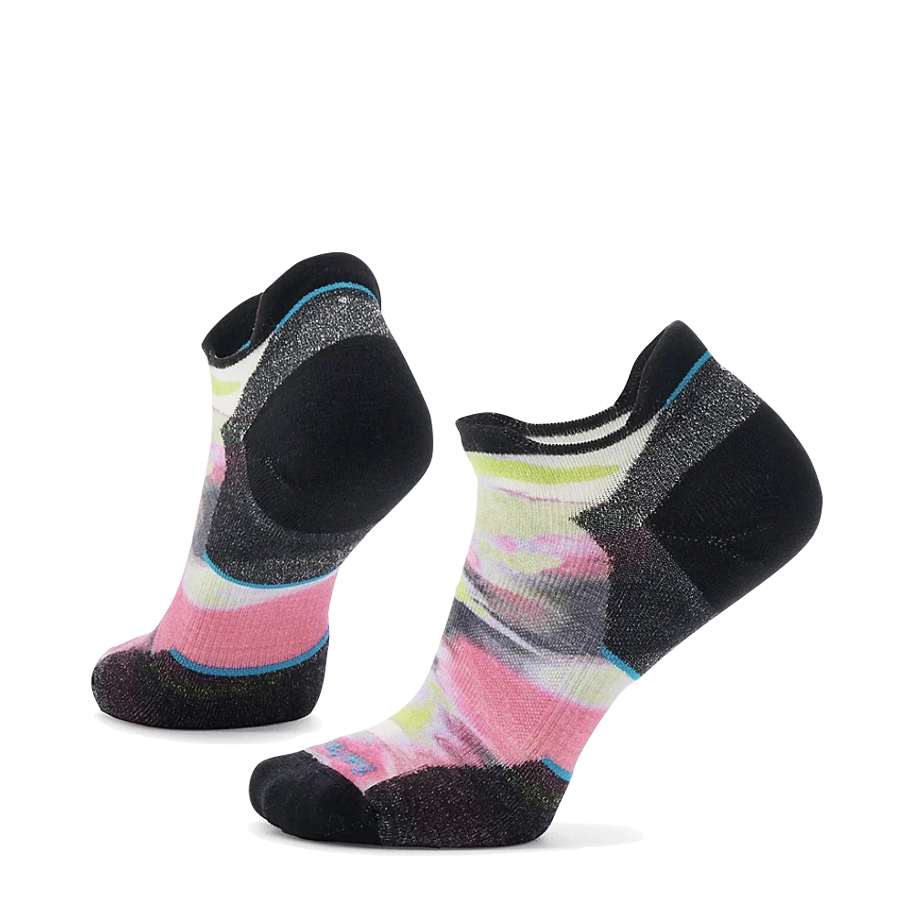 Side (left) view of Smartwool Run Targeted Cushion Brushed Print Low Ankle socks for women.