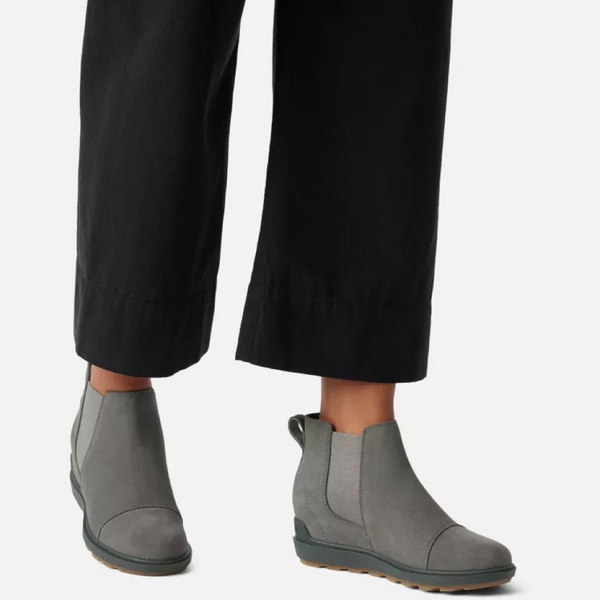 Sorel Women's Evie II Waterproof Wedge Chelsea Boot in Quarry Grey/Grill