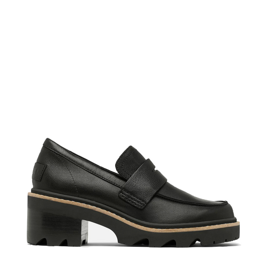 Side (right) view of Sorel Joan Now City Leather Heeled Loafer for women.