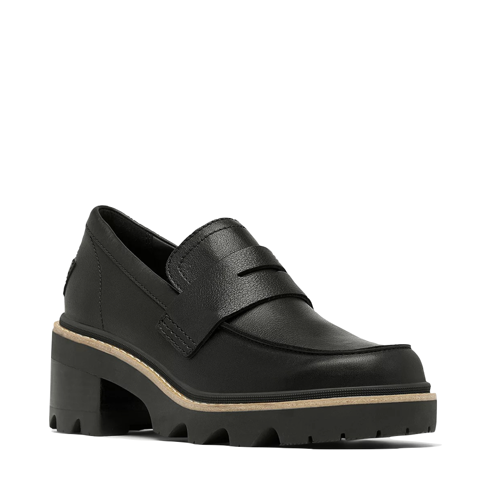Toe view of Sorel Joan Now City Leather Heeled Loafer for women.