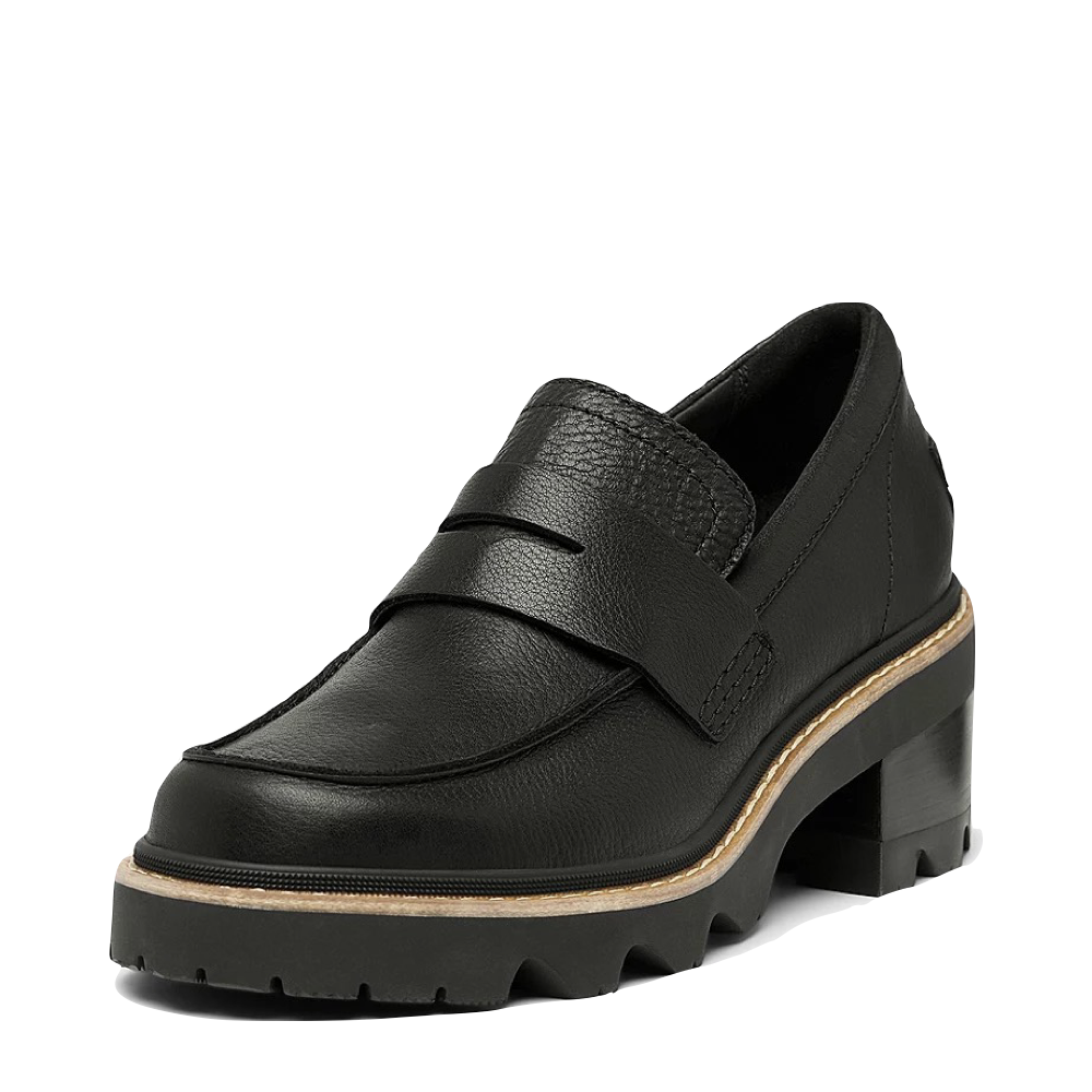 Toe view of Sorel Joan Now City Leather Heeled Loafer for women.