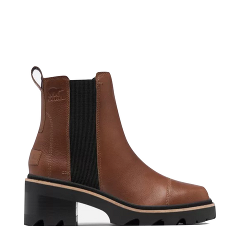 Sorel Women's Joan Now Heeled Waterproof Leather Chelsea Boot in Velvet Tan/Black