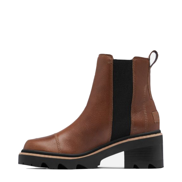 Sorel Women's Joan Now Heeled Waterproof Leather Chelsea Boot in Velvet Tan/Black