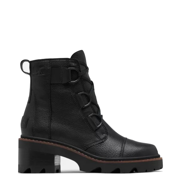 Sorel Women's Joan Now Heeled Waterproof Leather Lace Boot in Black