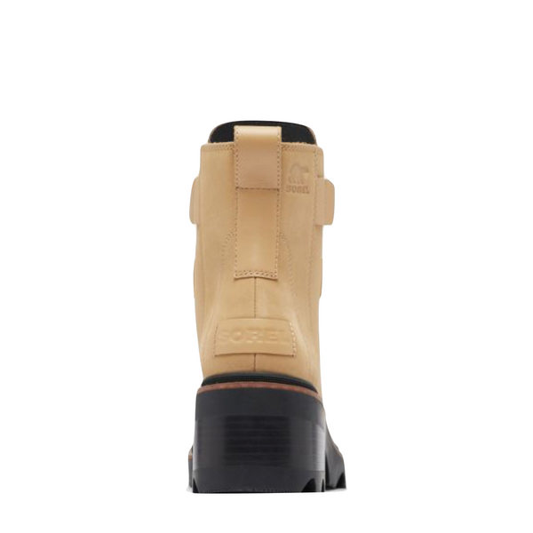 Sorel Women's Joan Now Heeled Waterproof Leather Lace Boot in Caribou Buff/Black