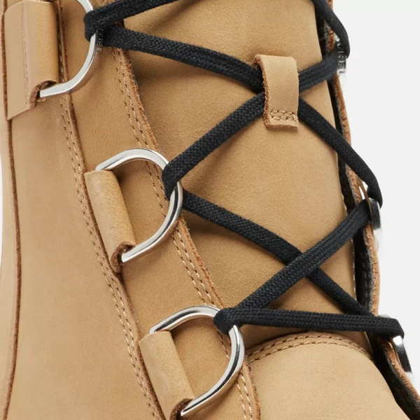 Sorel Women's Joan Now Heeled Waterproof Leather Lace Boot in Caribou Buff/Black