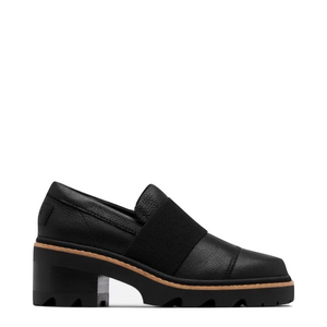 Sorel Women's Joan Now Waterproof Leather Slip On Heeled Loafer in Black