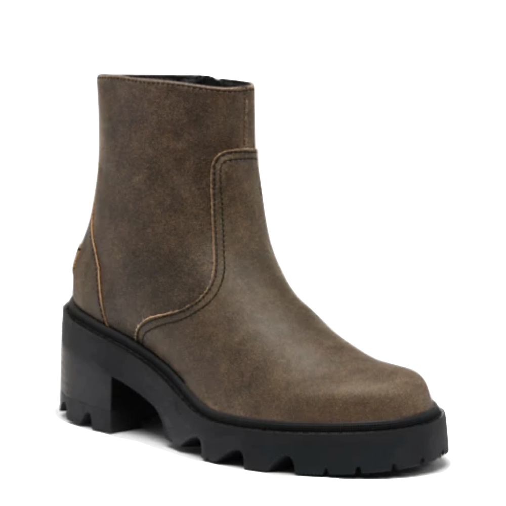 Mudguard and Toe view of Sorel Joan Now Zip Bootie for women.