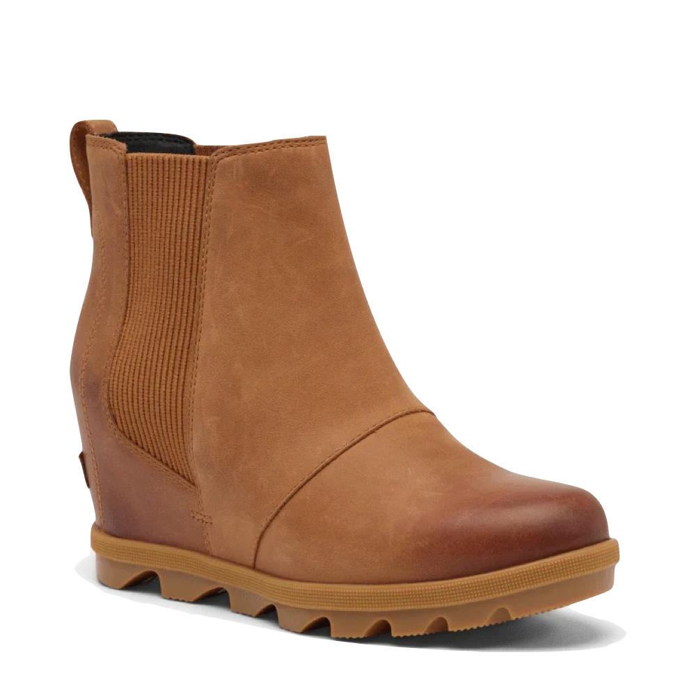 Mudguard and Toe view of Sorel Joan Rhapsody Chelsea Wedge Bootie for women.