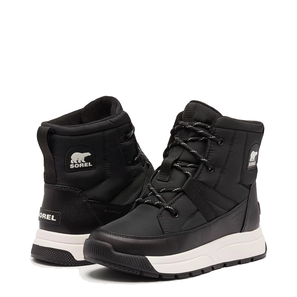 Mudguard and Toe and heel view of Sorel Whitney III Mid Waterproof Boot for women.