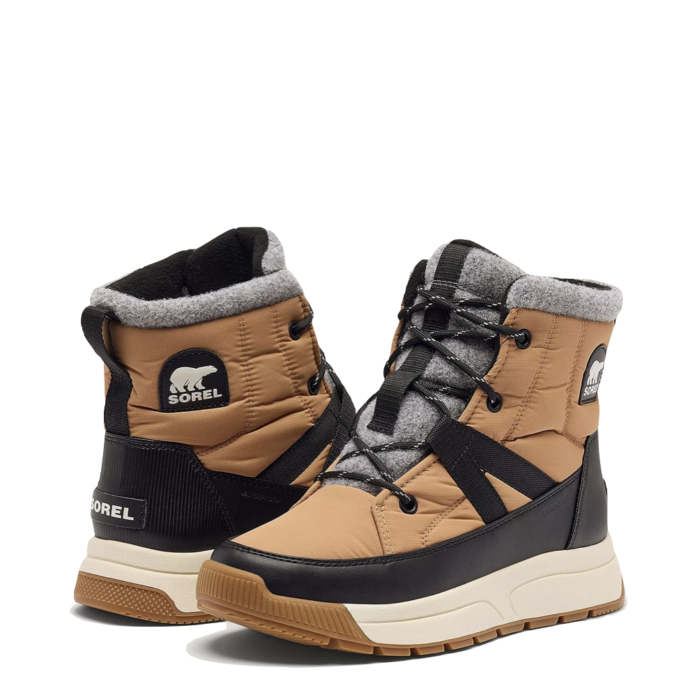 Mudguard and Toe and back view of Sorel Whitney III Mid Waterproof Boot for women.